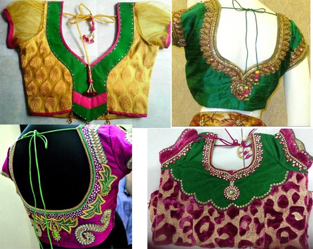 Blouse back neck designs with patch work