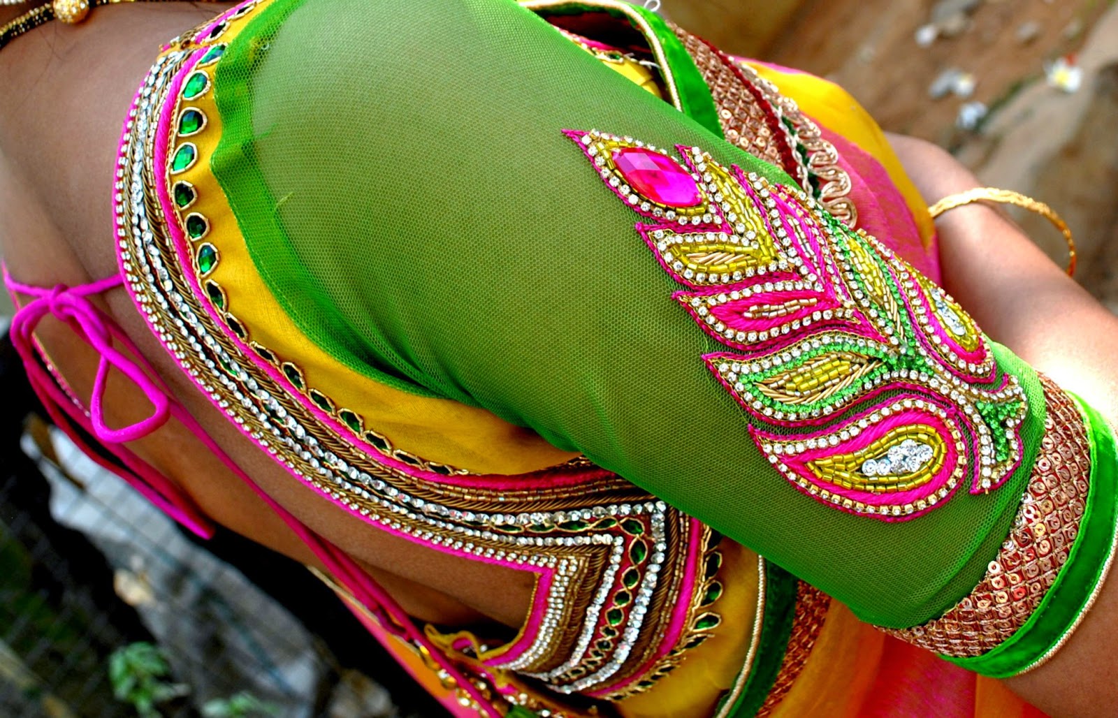 Colourful Blouse hand designs images latest