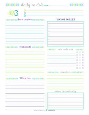 Daily calendar printable to do