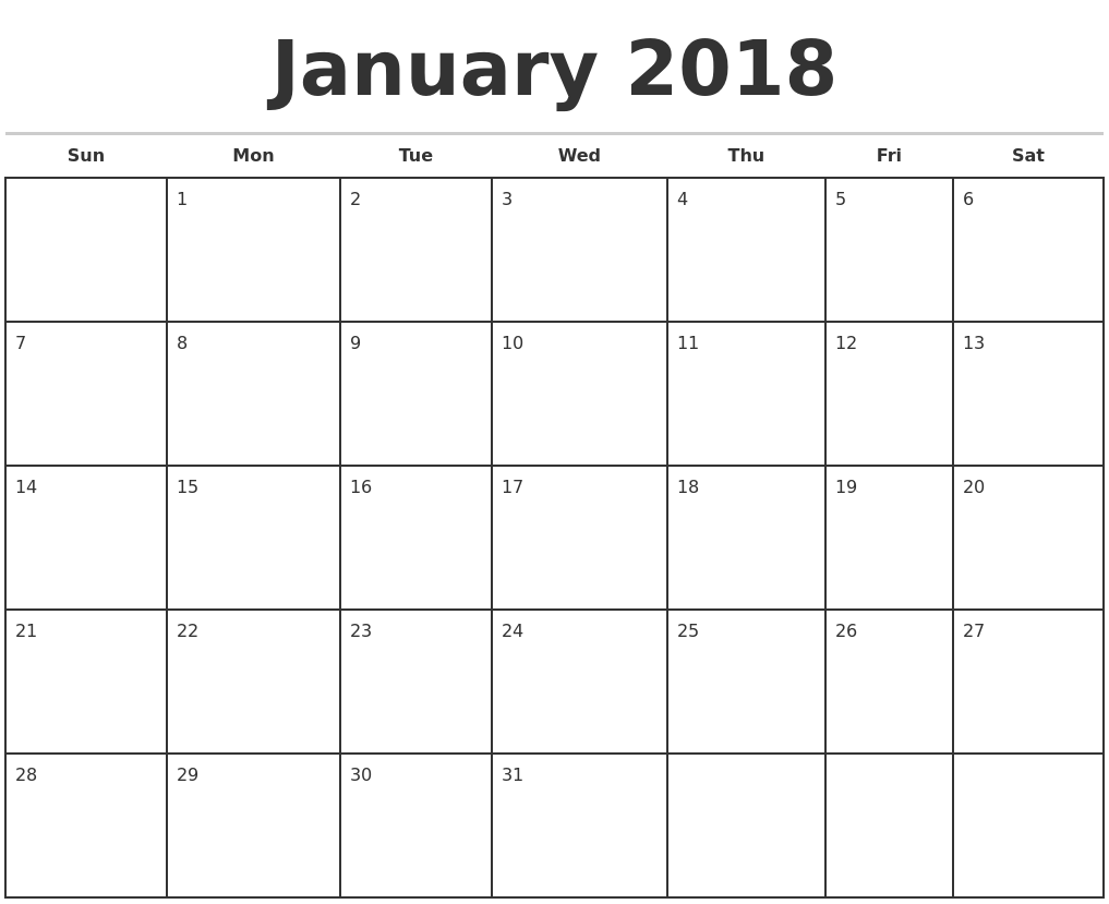 Download 2018 printable monthly calendar latest