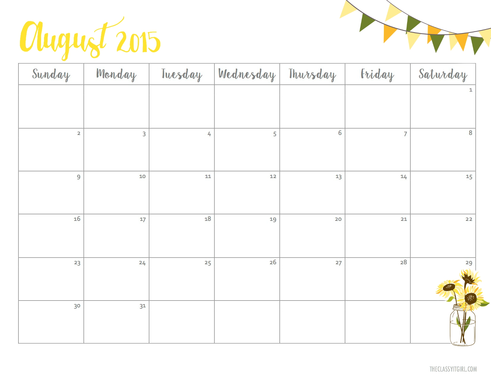 Download Cute printable calendar free