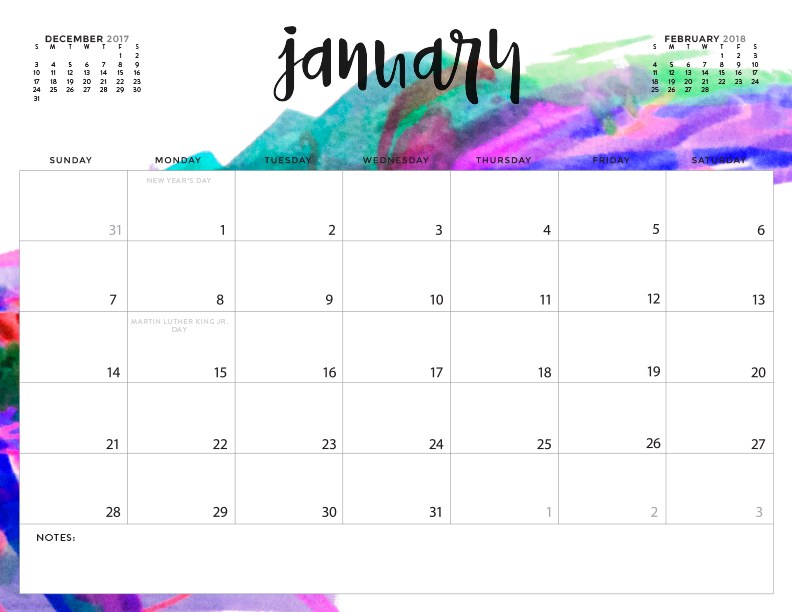 Free printable calendar 2018