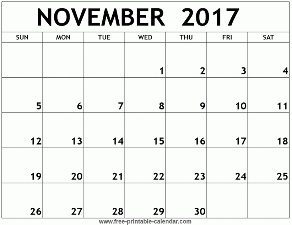 November 2017 Printable Calendar Gallery - Printable Online Calendar