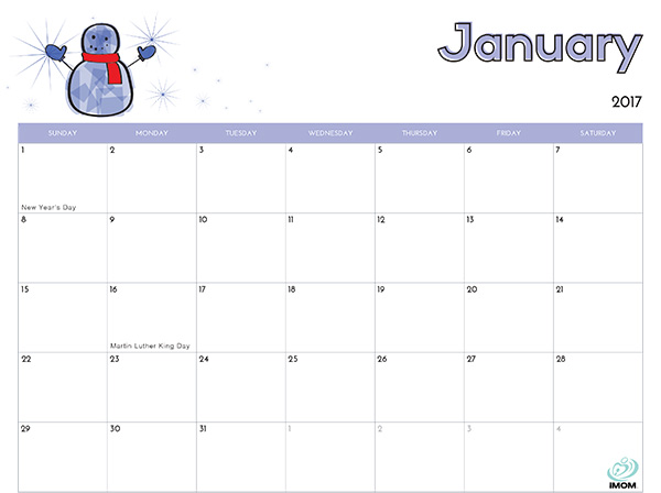 Printable kids calendar