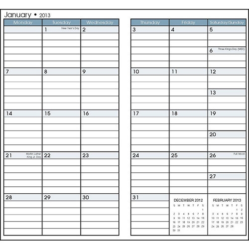 Printable pocket calendar 2017