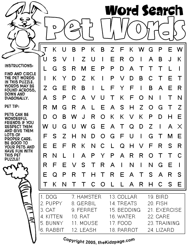 Download Word search printable for kids game
