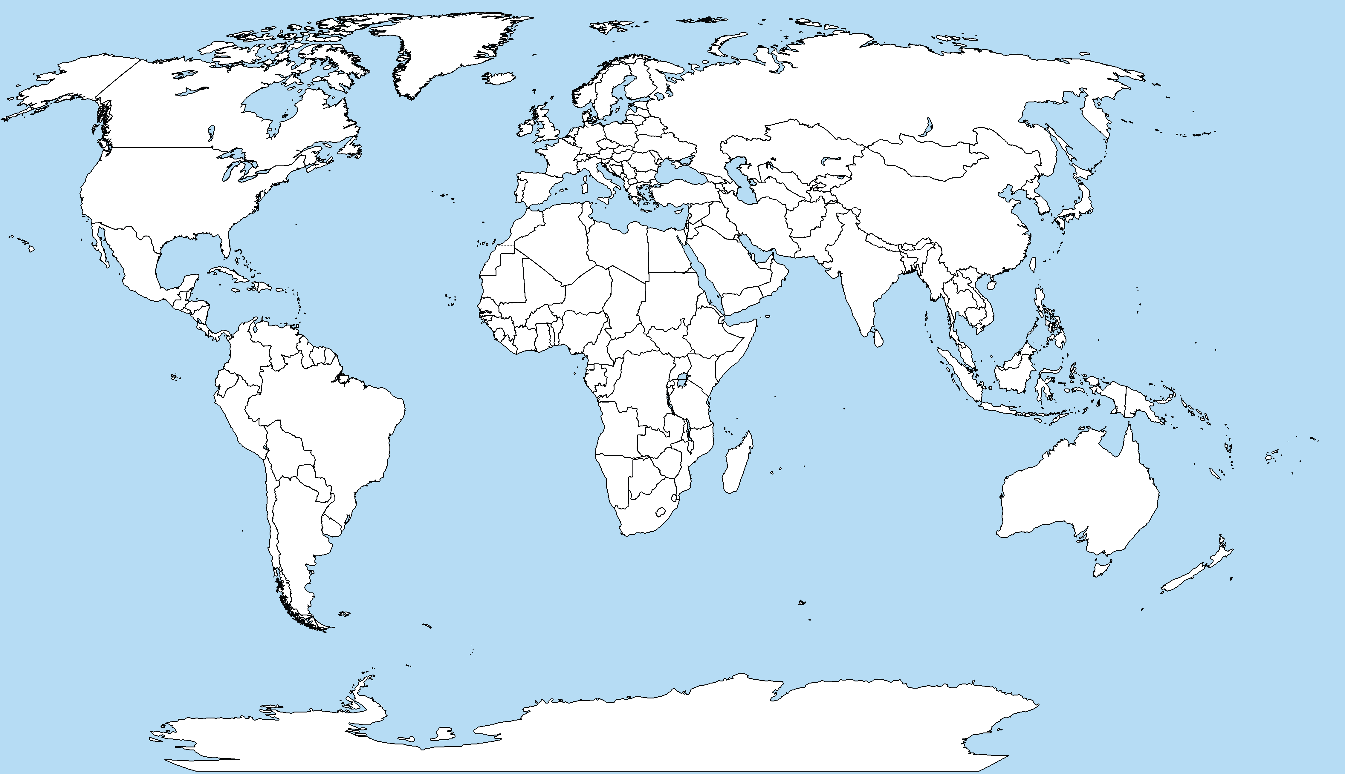 Download big Blank world map printable
