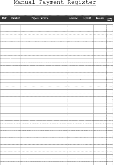 Download printable bank register