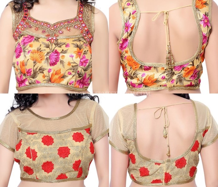 Floral net blouse designs