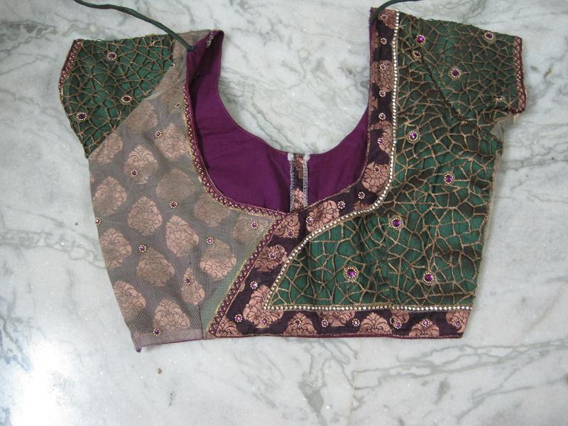 Free Blouse back neck designs with patch work