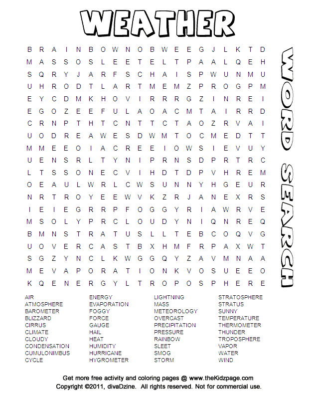 Free Word search printable