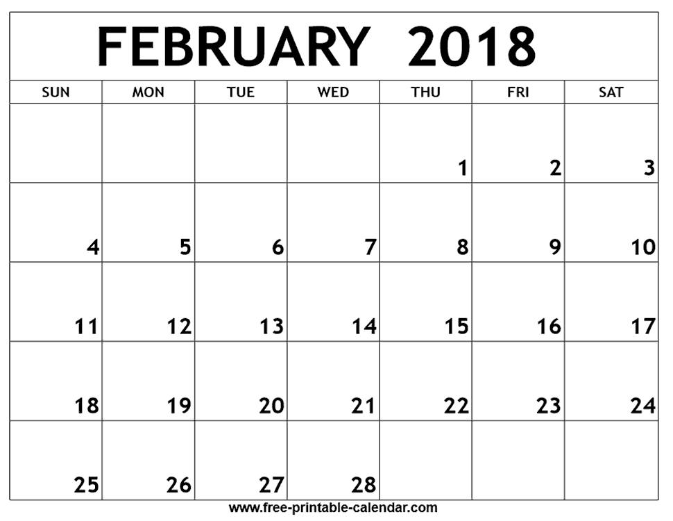 Free printable calendar 2018 january