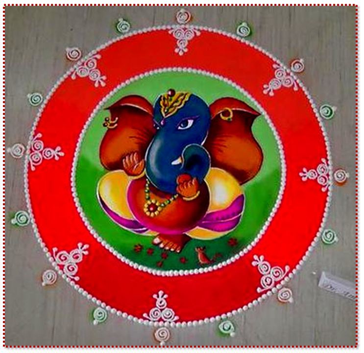 Ganesha Rangoli designs for competition in college