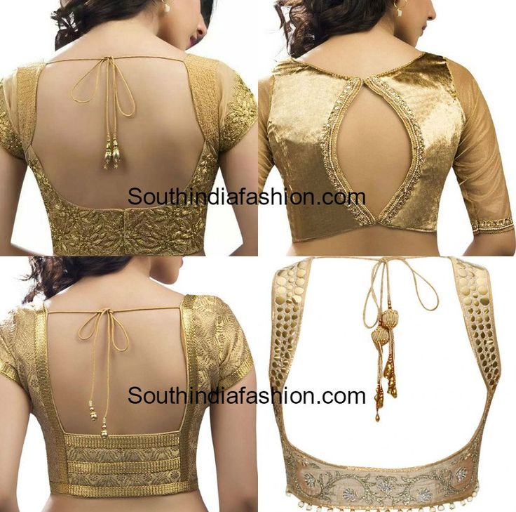 Golden Indian blouse neck designs