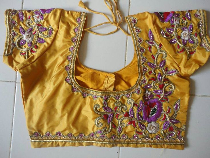 Golden Maggam work blouse designs latest