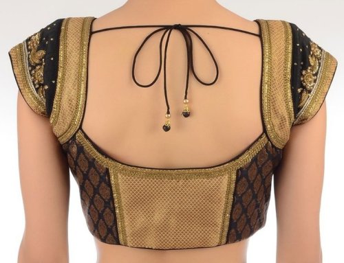 Images of Blouse back neck designs with patch work