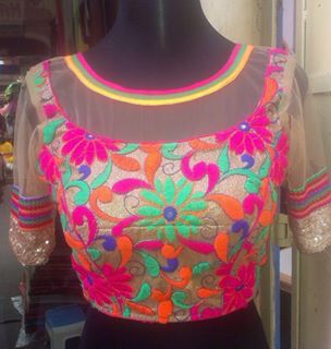 Images of Blouse design with net back and net sleeve