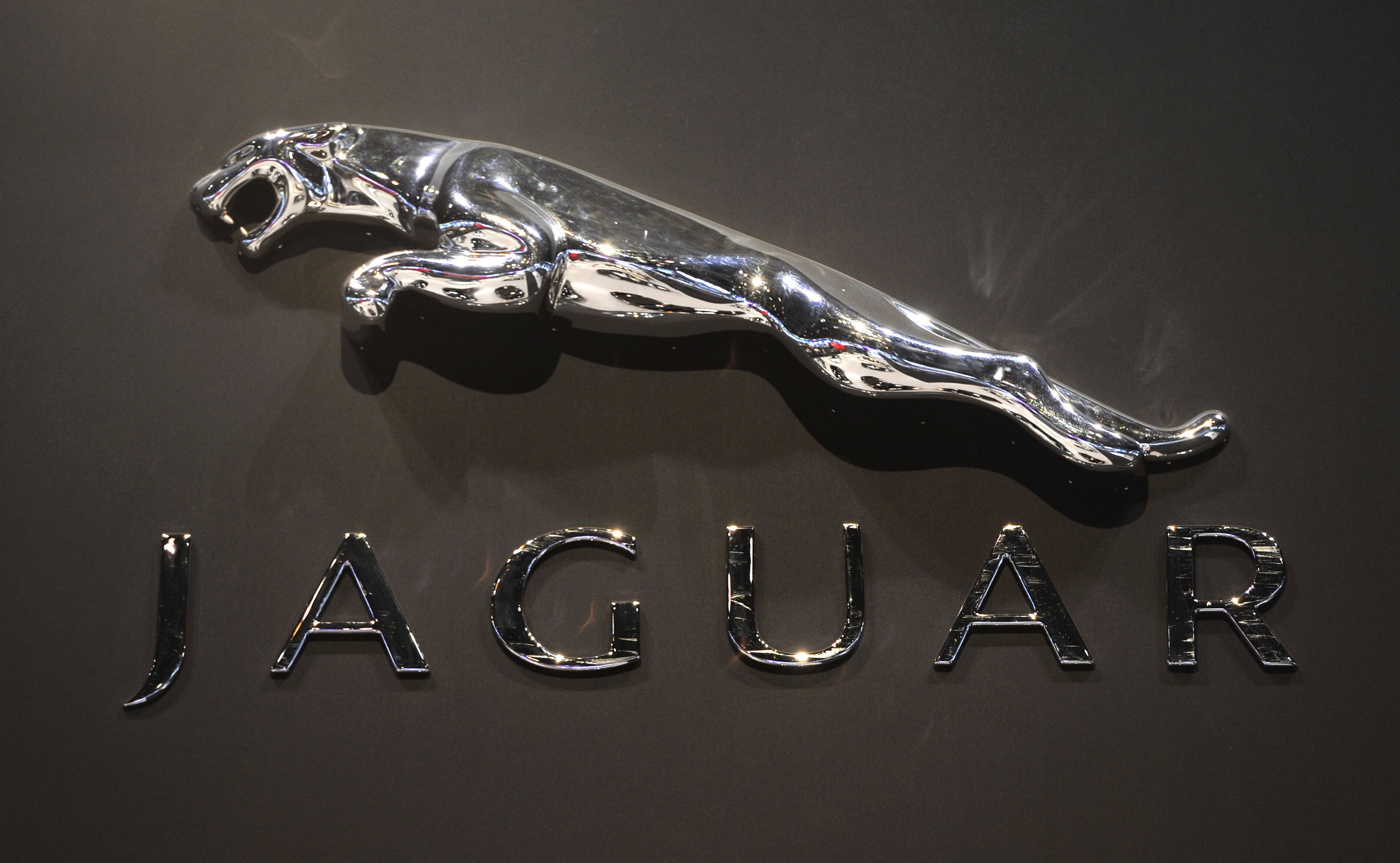 The logo for Jaguar is displayed at the Chicago Auto Show at McCormick Place in Chicago on February 9, 2011.    UPI/Brian Kersey