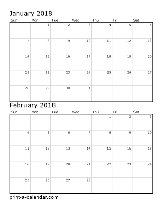 Latest 2018 printable monthly calendar