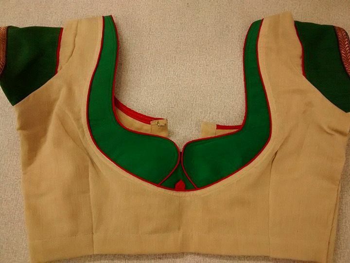 Latest Blouse back neck designs with patch work
