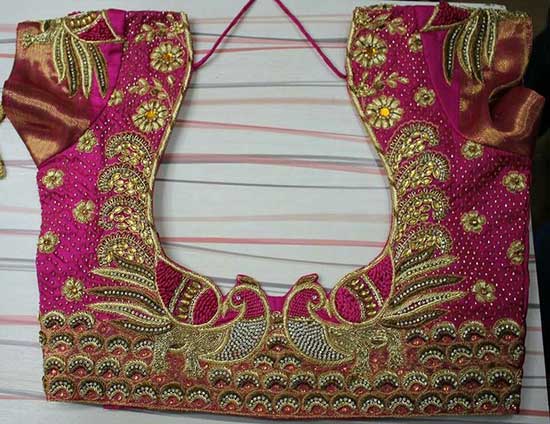 Latest Maggam work blouse designs peacock images