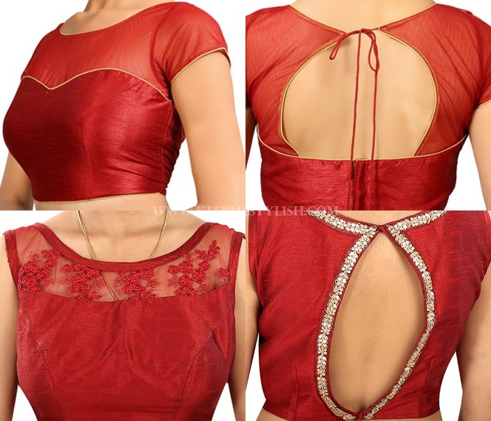 Net blouse designs for silk sarees