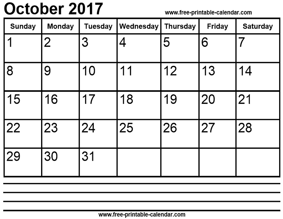 October calendar printable latest