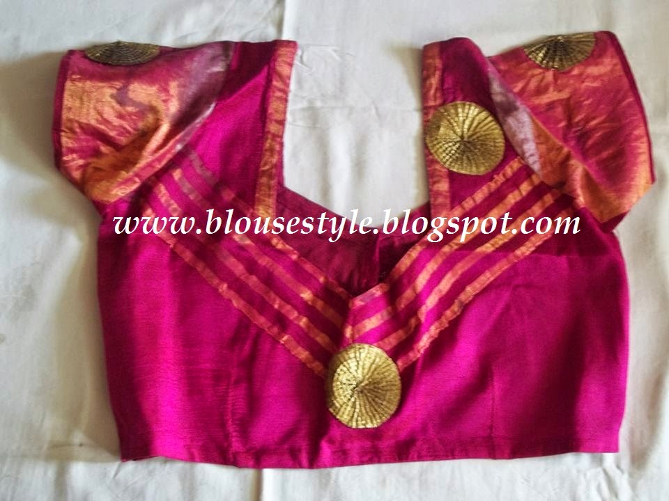 Pink Blouse neck design south indian