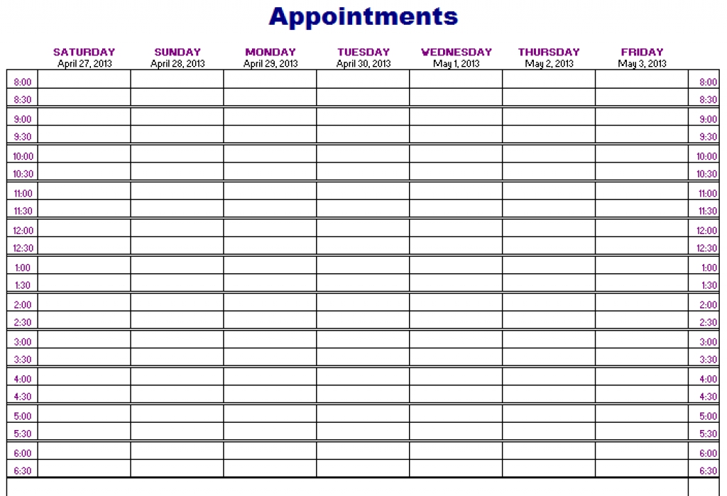 Download Printable appointment calendar