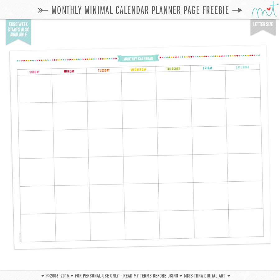 Printable monthly planner
