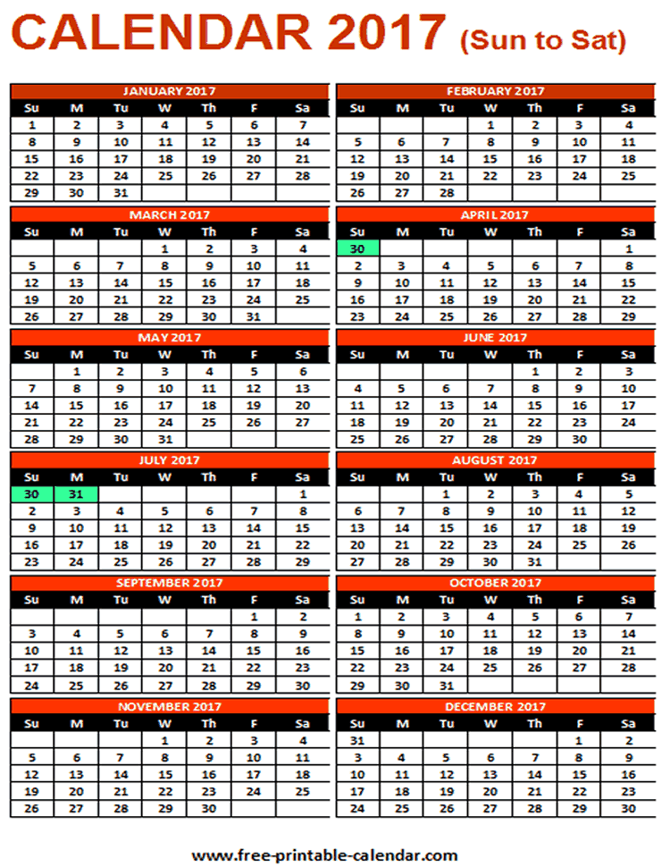 Printable pocket calendar 2017 download