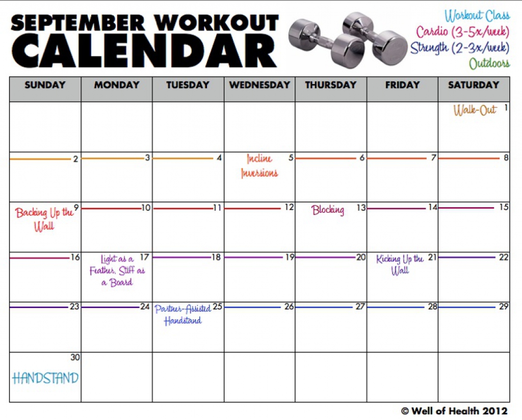 7 Best Images Of Printable Monthly Workout Calendar Monthly Sample