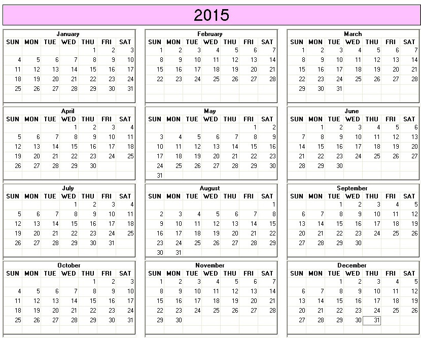 Printable yearly calendar latest