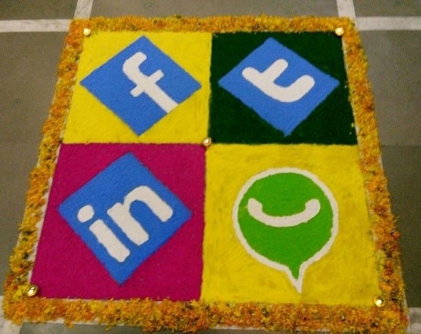 Rangoli designs for competition with themes of social media