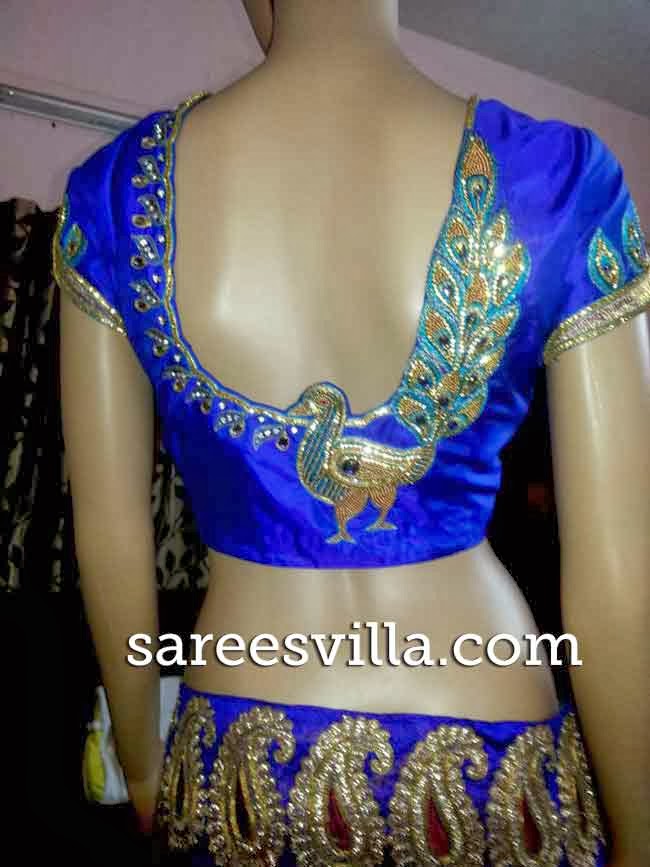 Sexy Maggam work blouse designs peacock