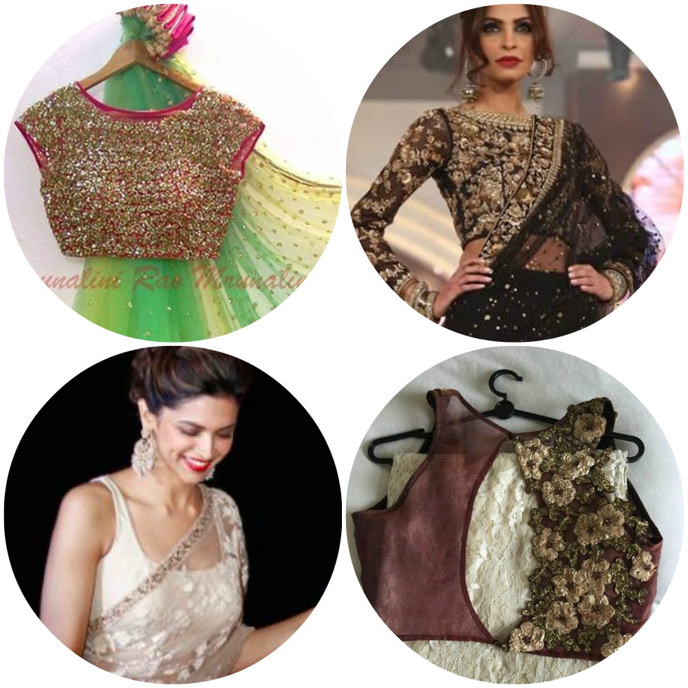 Trendy Blouse design for net saree
