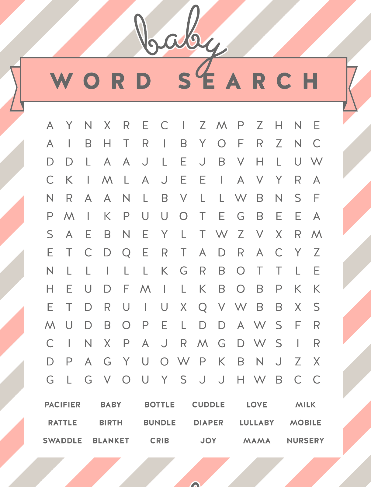 Word search printable for game