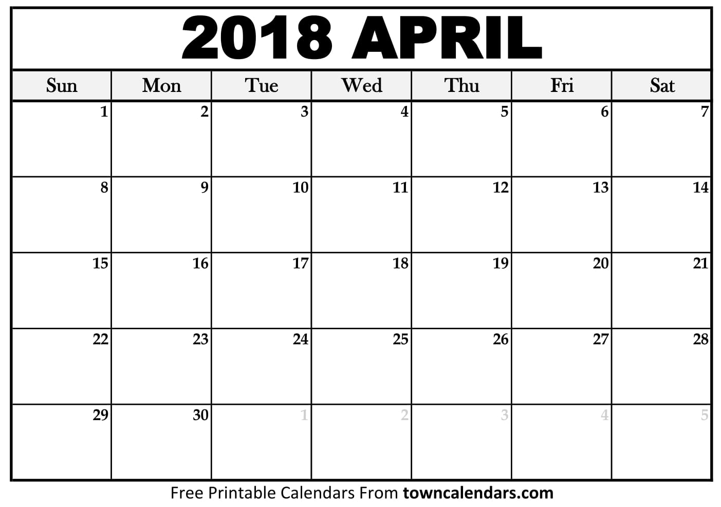 Download April 2018 calendar
