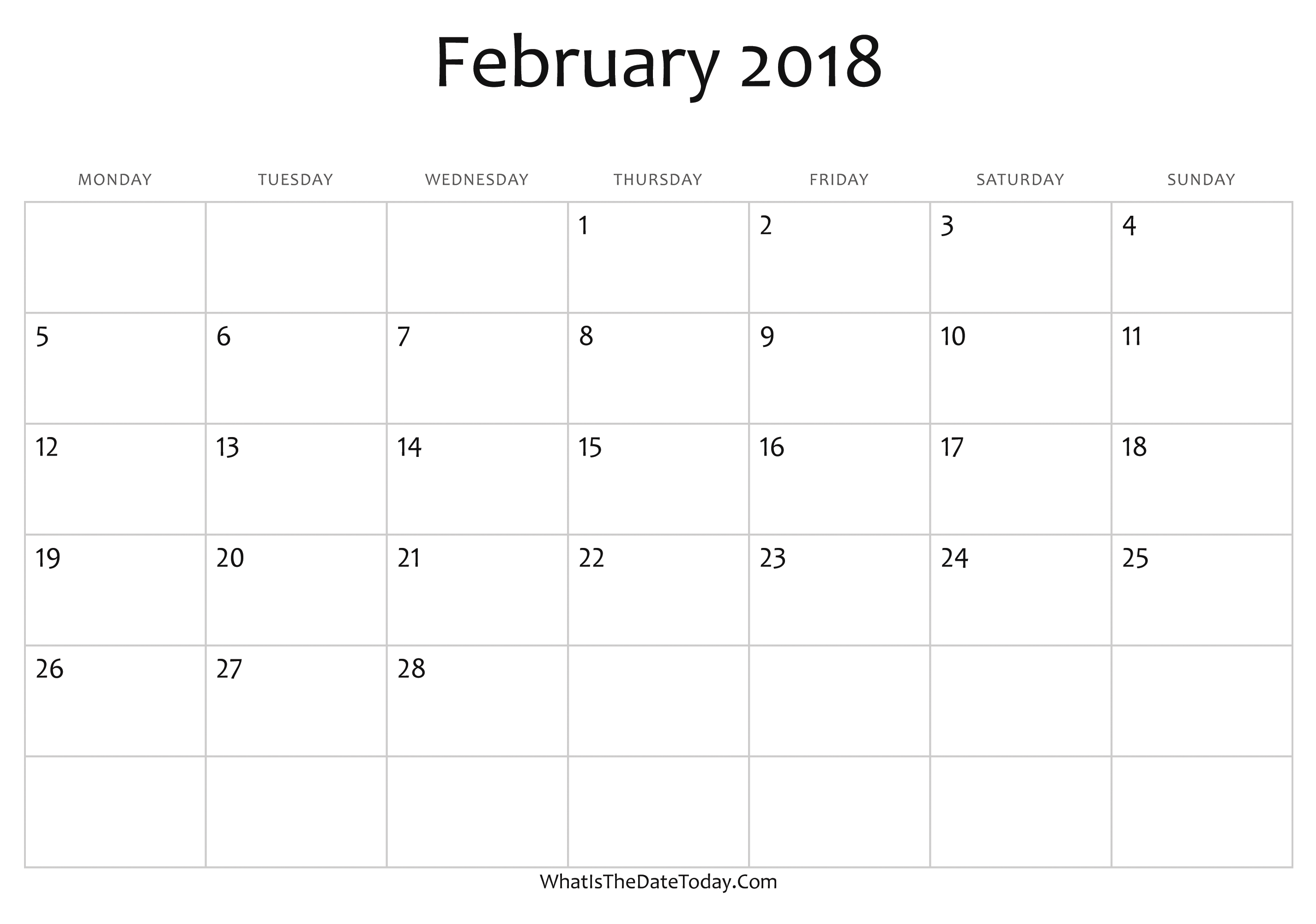 Download printable calendar 2018