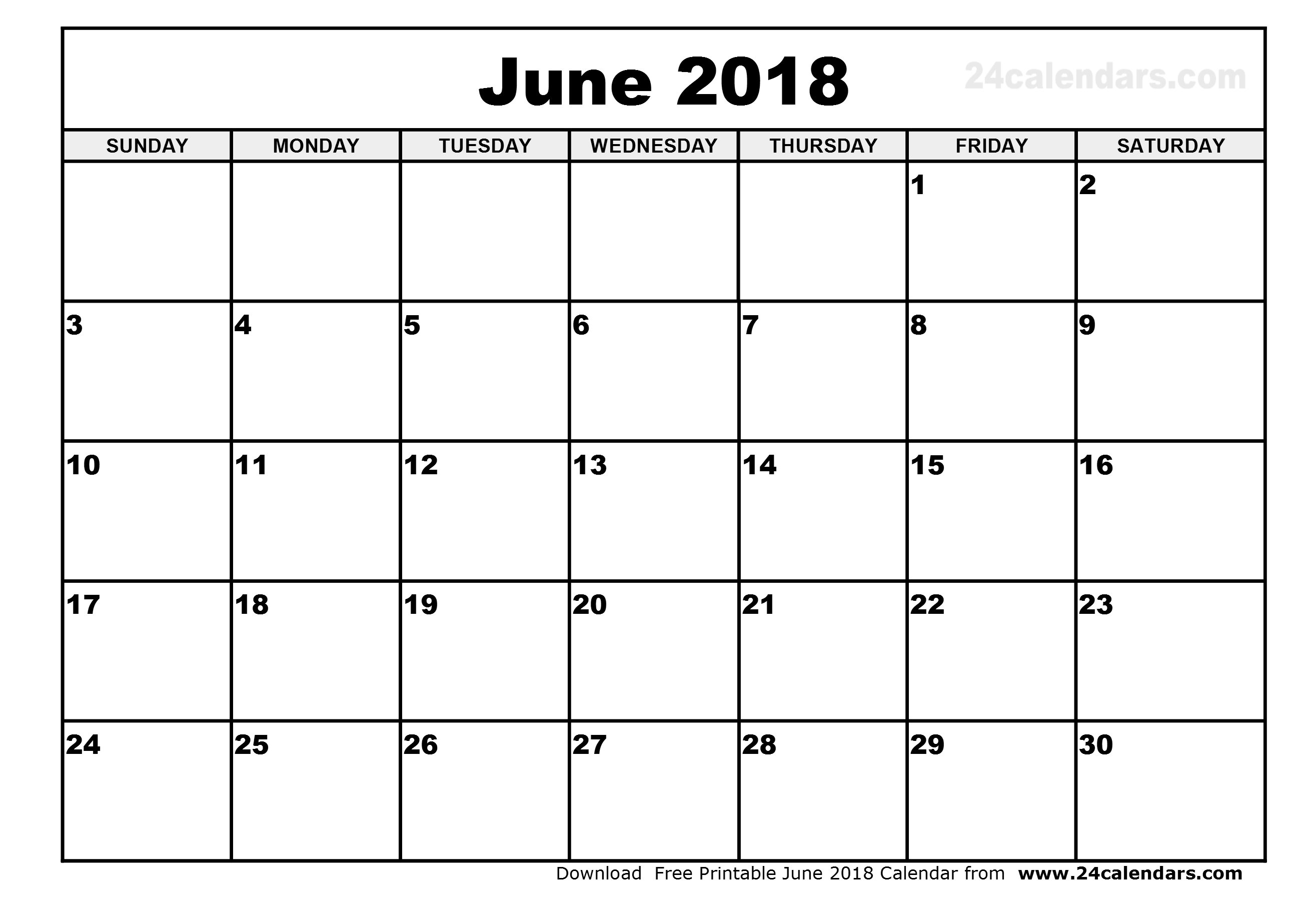 June 2018 Printable Calendar | Monthly Printable Calendar inside Printable Calendar May June 2018 - journalingsage.com