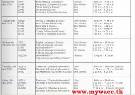 Waec timetable free