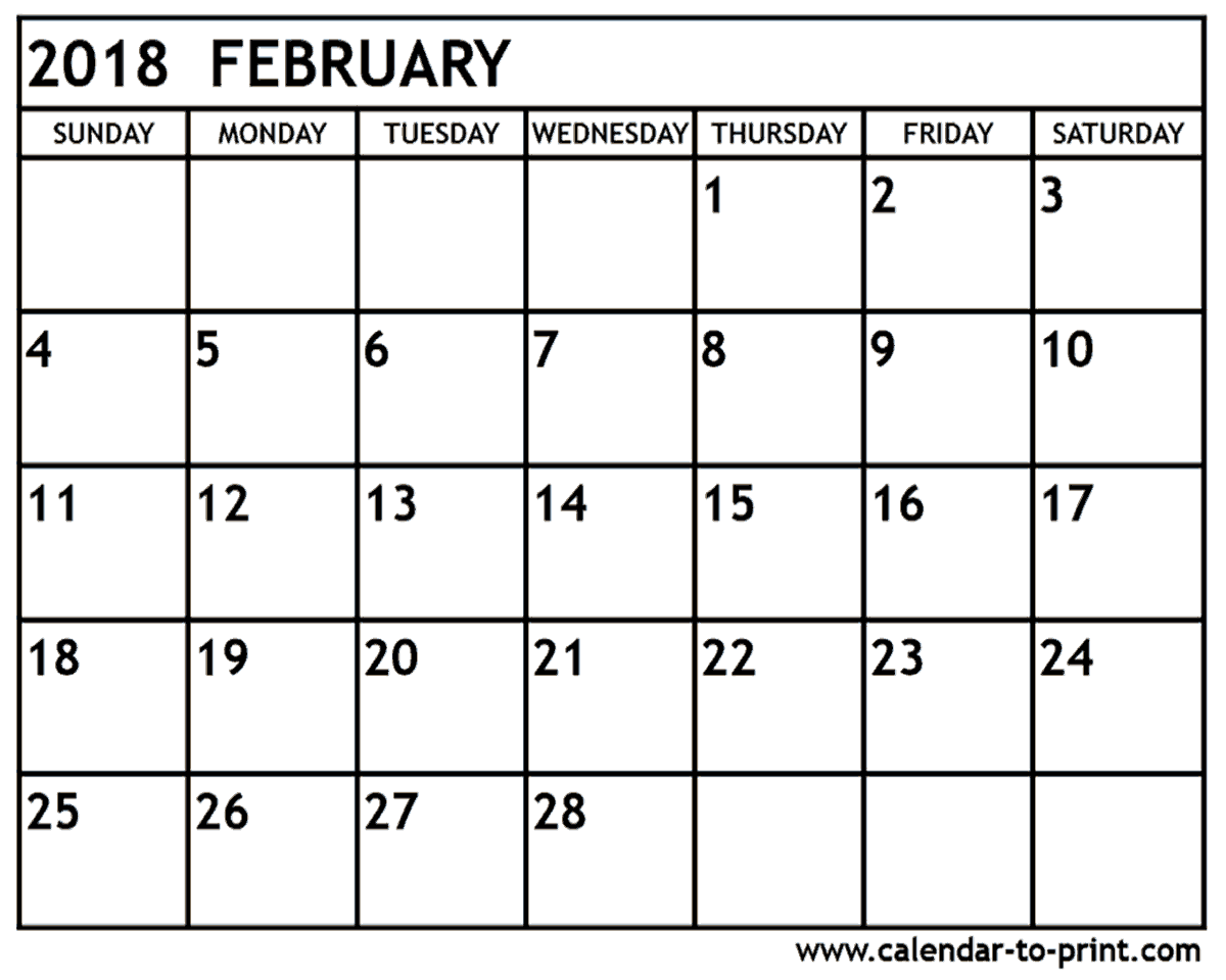 2018 calendar monthly