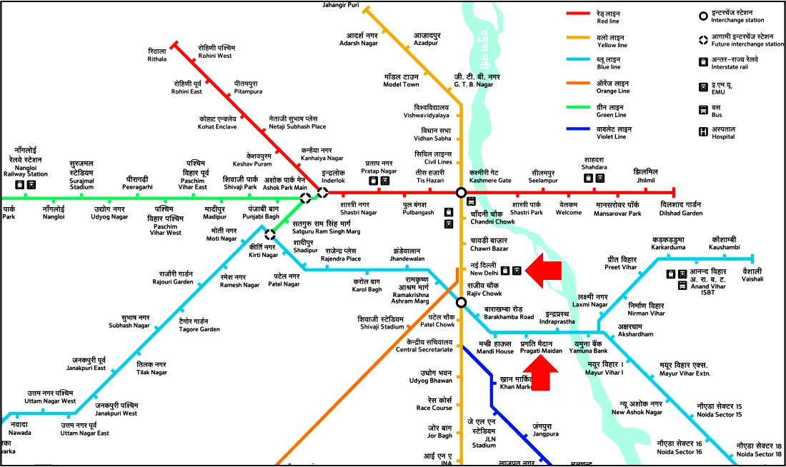 Delhi metro map in hindi