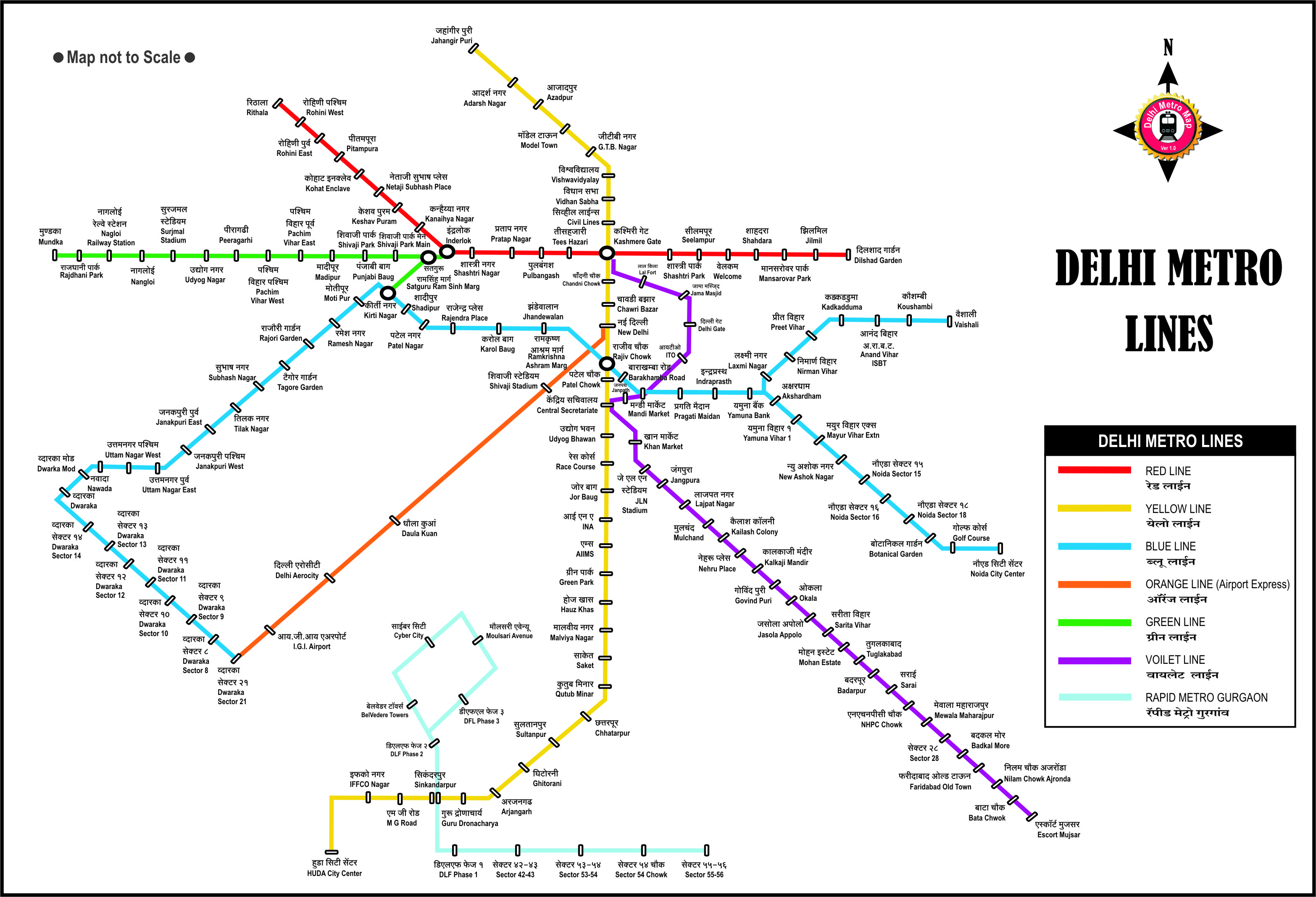 Delhi Metro Map Lines 