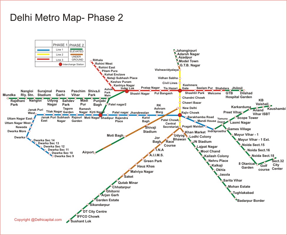 Delhi metro map phase 2