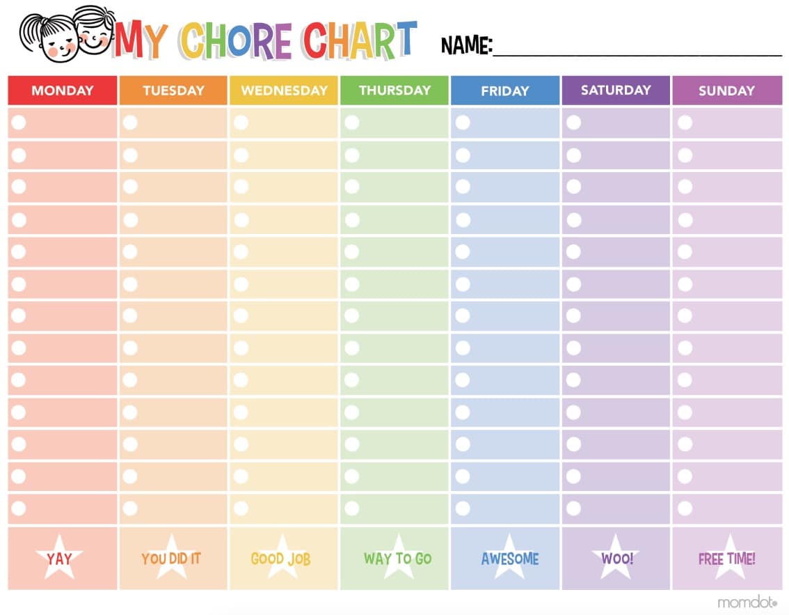 Free Printable chore charts