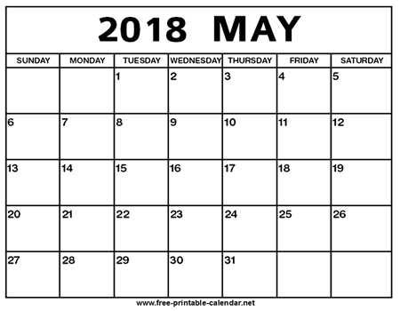 Download may 2018 calendar printable