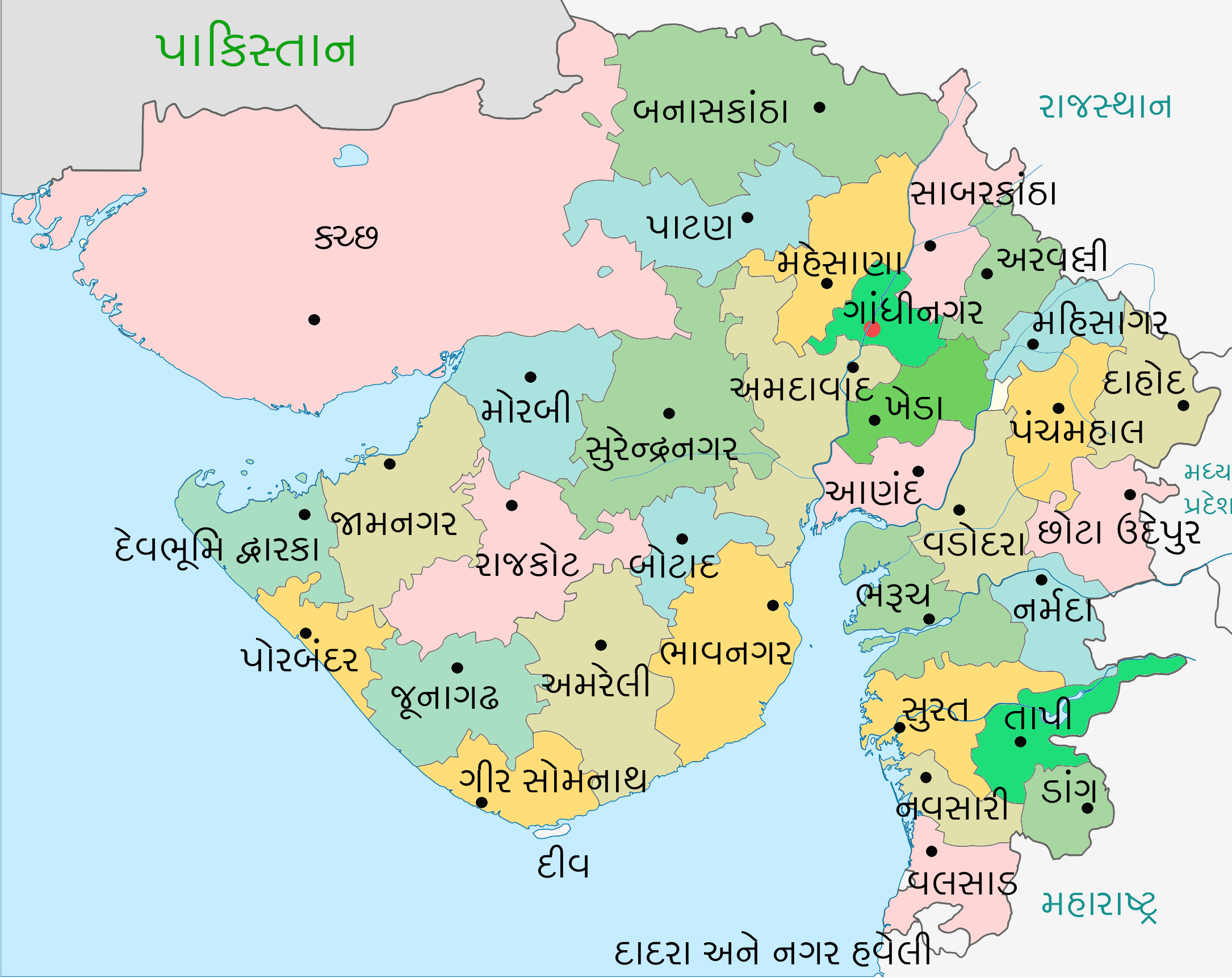 Gujarat map in gujarati language