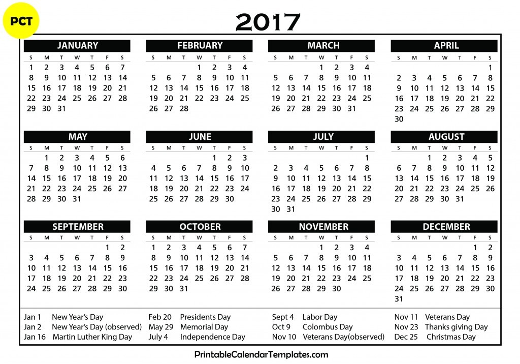 Printable calendar 2017 Printable graphics