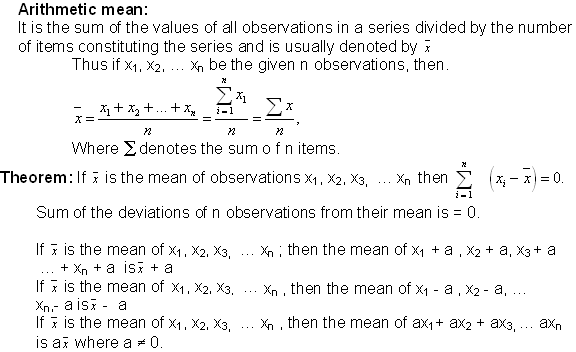 Arithmetic mean formula